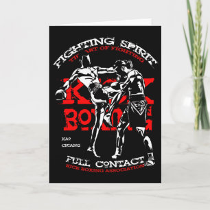 Cartão Design de Lutador de Kick Boxing para Fãs de Mma