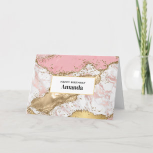 Cartão Design de mármore rosa-Dourado Rosa de luxo Aniver