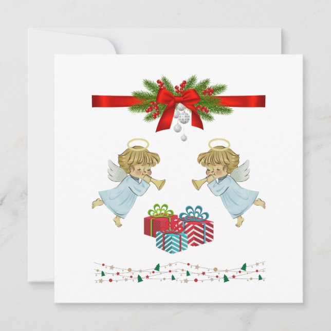Cartão Design de Natal com anjos (Frente)