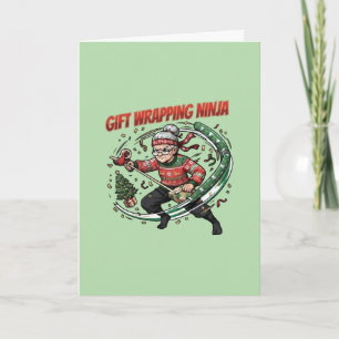 Cartão Design de Natal Ninja de Embrulho de Presente