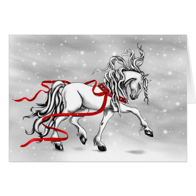 Cartão Design de Natal White Stallion (Frente Horizontal)