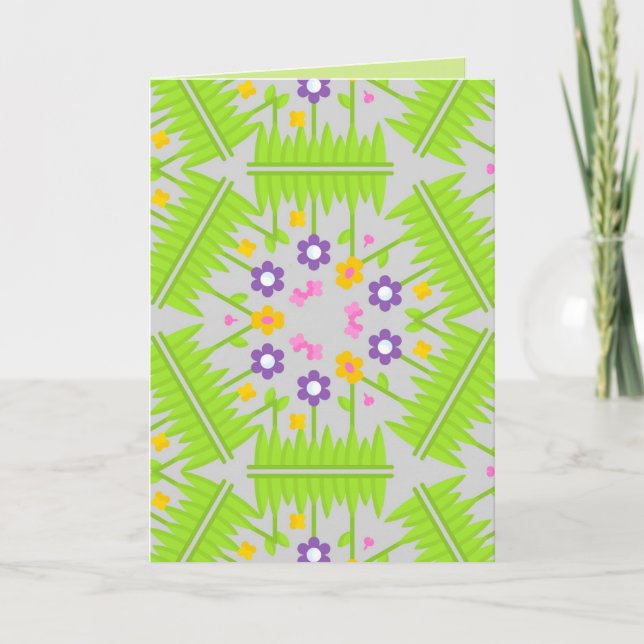 Cartão design de padrão floral contínuo caleidoscópio (Frente)