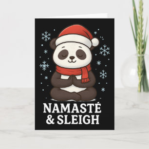 Cartão Design de Panda de Yoga de Natal Namasté e Trenó