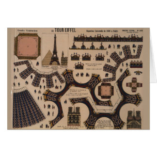 Cartão Design de papel do entalhe da torre Eiffel