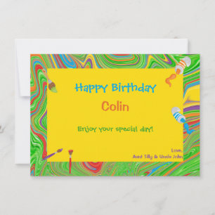 Cartão Design de pincel de aniversário feliz personalizad