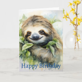 Cartão Design de Preguiça em Aquarela Personalizado Fofin