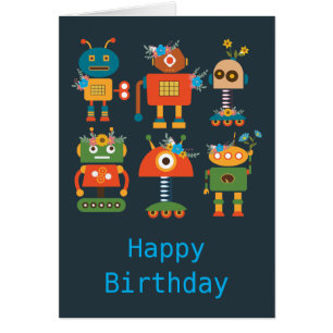 Cartão Design de robots bonitos para crianças