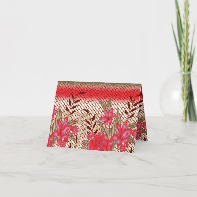 Cartão Design de tecido de intricato com padrões florais (Frente)