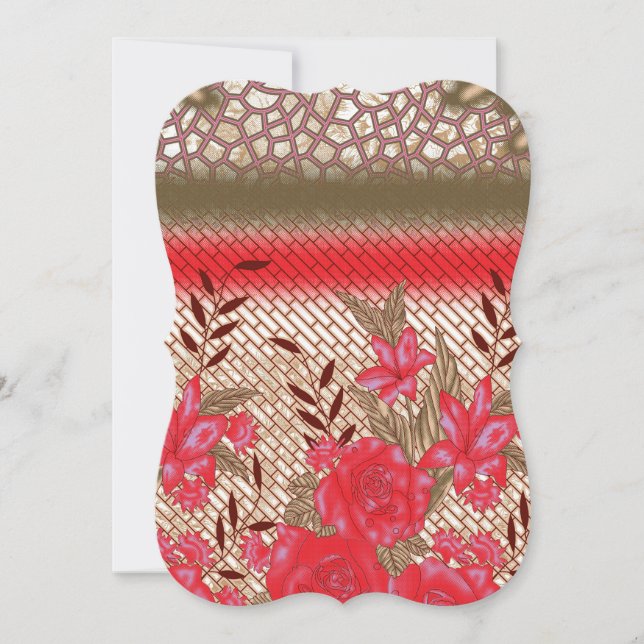 Cartão Design de tecido de intricato com padrões florais (Frente)