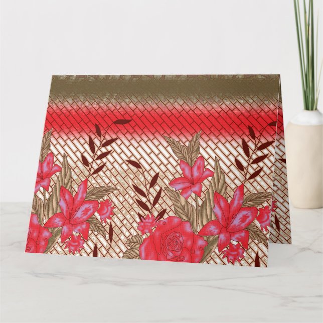 Cartão Design de tecido de intricato com padrões florais (Frente)