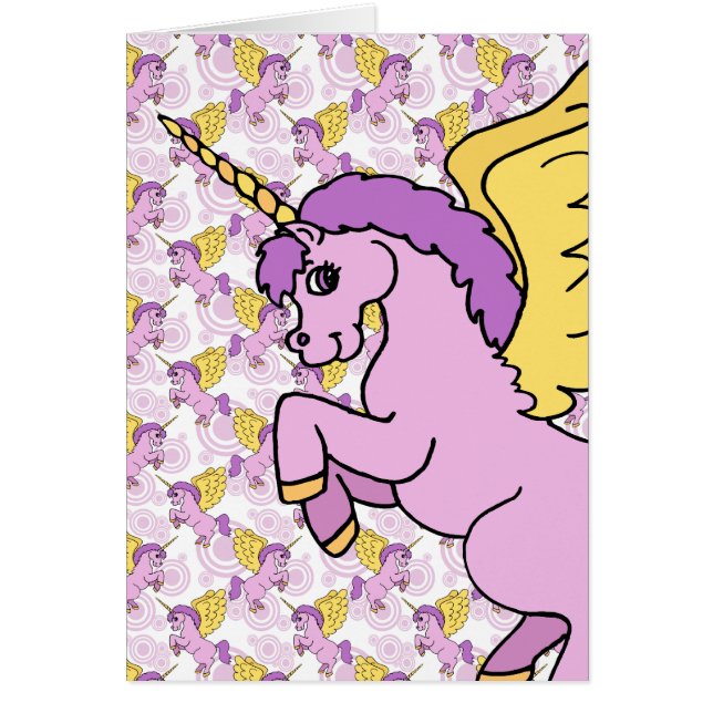 Cartão Design de Unicórnio roxo e rosa (Frente)