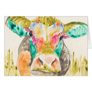 Cartão Design de Vaca Colorida
