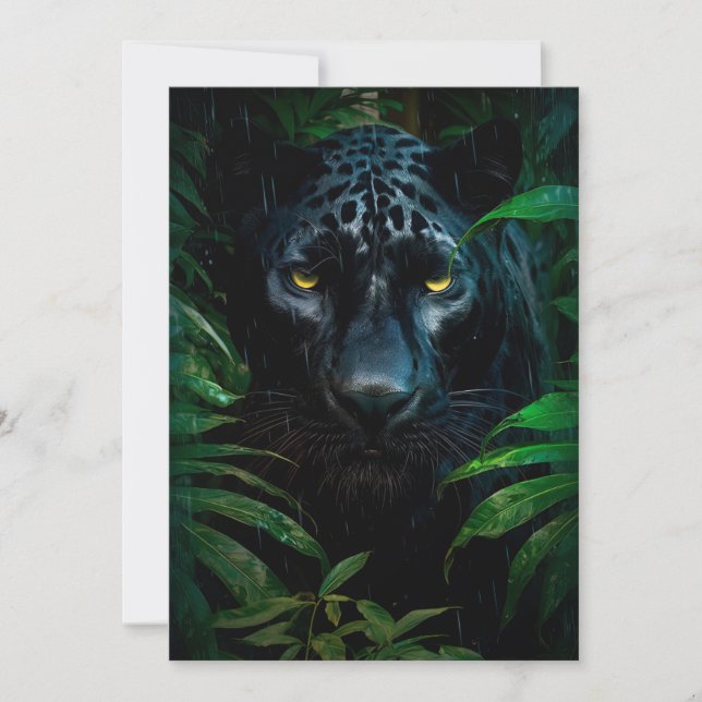 Cartão Design de Vida Selvagem da Selva da Pantera Negra  (Frente)