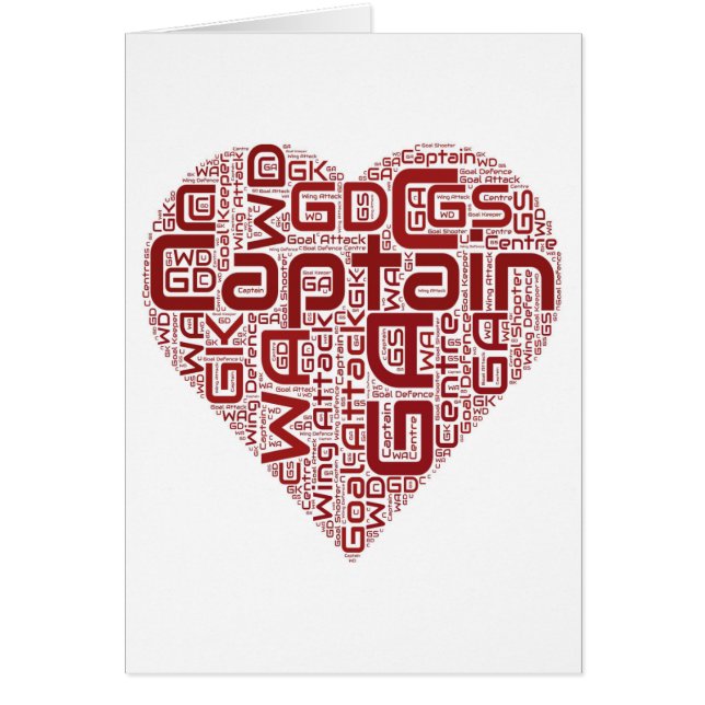 Cartão Design do coração das posições do Netball (Frente)