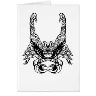 Cartão Design do escorpião & sinal de paz dobro