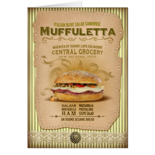 Cartão Design do sanduíche de Muffuletta da coleção de (Frente)