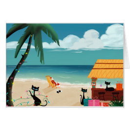 Cartão Design do século médio - Gatinhos e Papais noeis