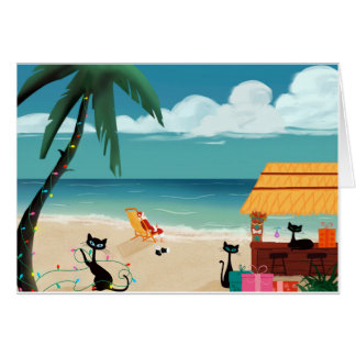 Cartão Design do século médio - Gatinhos e Papais noeis