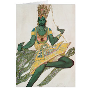 Cartão Design do traje para Nijinsky como 'o God azul