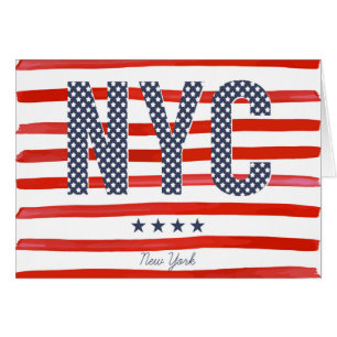 Cartão Design do vermelho de NYC  , o branco & o azul