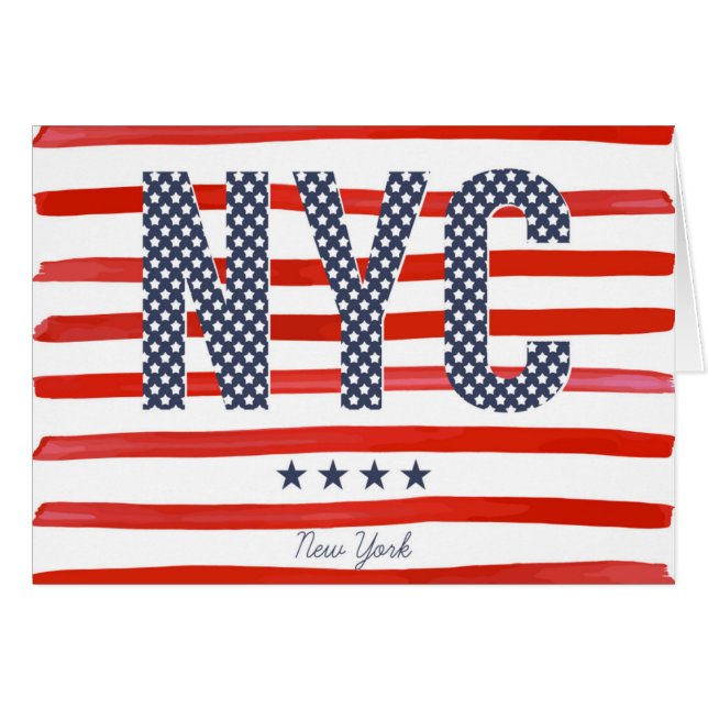 Cartão Design do vermelho de NYC |, o branco & o azul (Frente Horizontal)