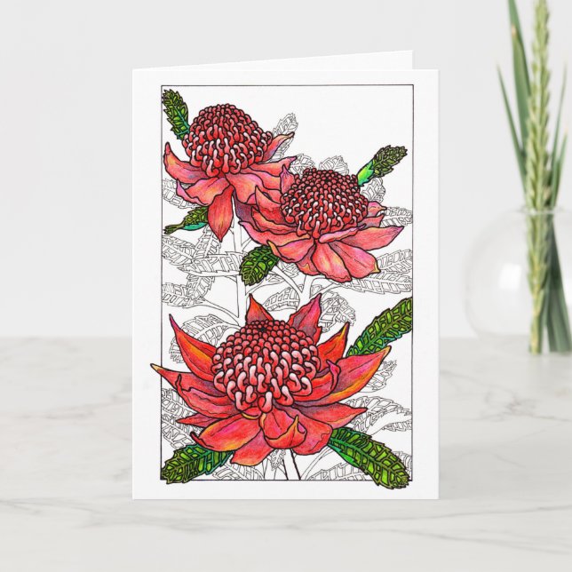 Cartão Design Floral de Waratahs australiano (Frente)