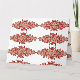Cartão Design floral vermelho e laranja com gráfico ornam