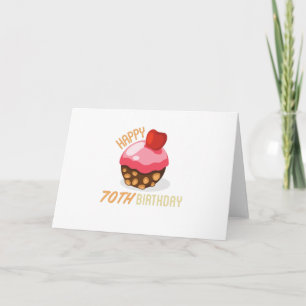Cartão Design fofo de 70º aniversário com bolo de chocola