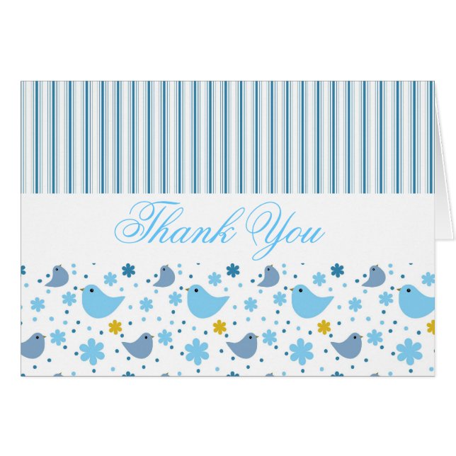 Cartão Design gráfico de aves adoráveis, obrigado cartas (Frente Horizontal)