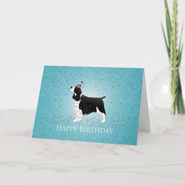 Cartão Design Inglês Springer Spaniel Birthday. (Frente)