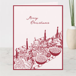 Cartão Design Minimalista de Mesa de Natal Personalizado