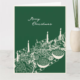 Cartão Design Minimalista de Mesa de Natal Personalizado