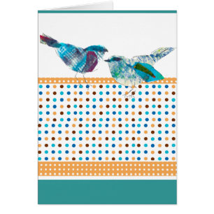 Cartão Design moderno do pássaro azul bonito das bolinha