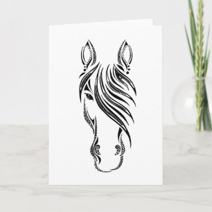 Cartão Design Simples de Rosto de Cavalo