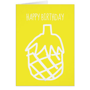 Cartão Design simples e simples do abacaxi amarelo