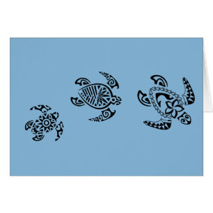 Cartão Design tribal do trio da tartaruga