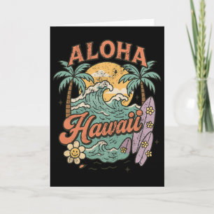 Cartão Design Tropical de Verão de Surf do Havaí Aloha