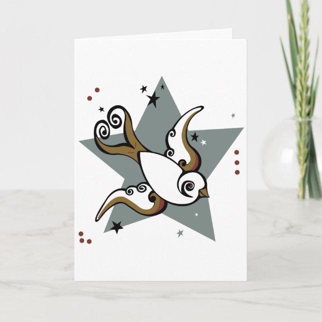 Cartão Design urbano do pássaro da andorinha do tatuagem (Frente)