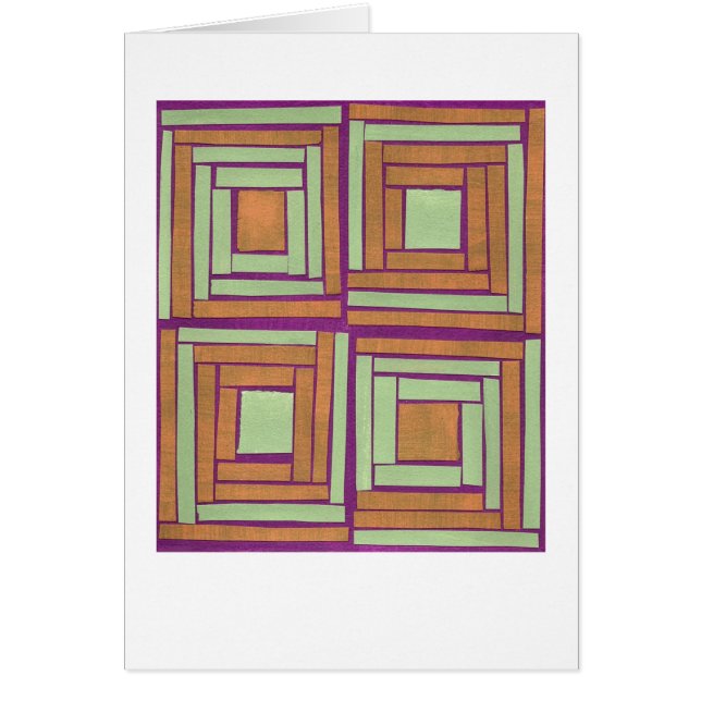 Cartão Design verde alaranjado dos quadrados (Frente)