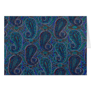 Cartão Designer de Boho de Paisley Azul