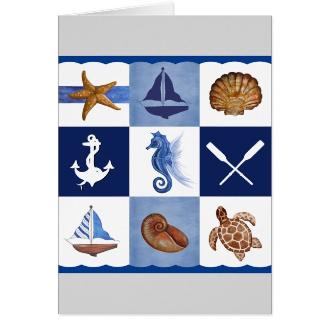 Cartão Designs do oceano náutico (Frente)