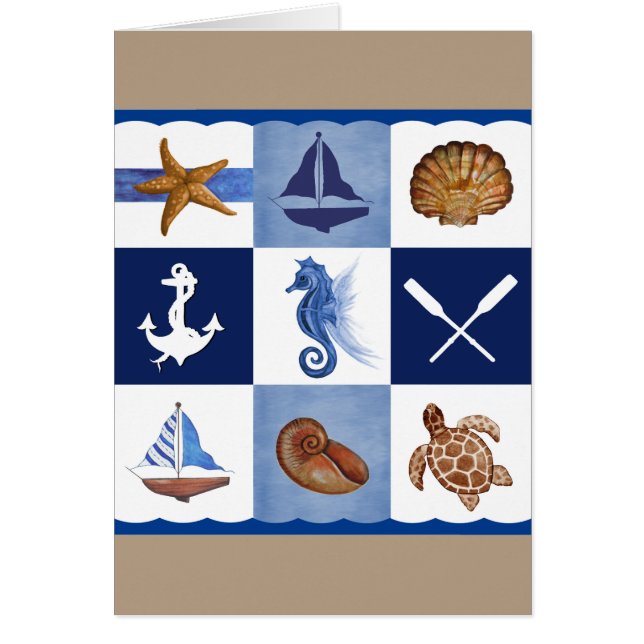 Cartão Designs do oceano náutico (Frente)