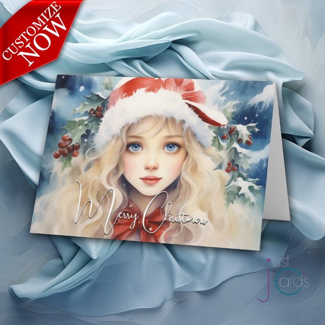 Cartão Deslumbrante Princesa de Gelo de Natal (Customizable text)