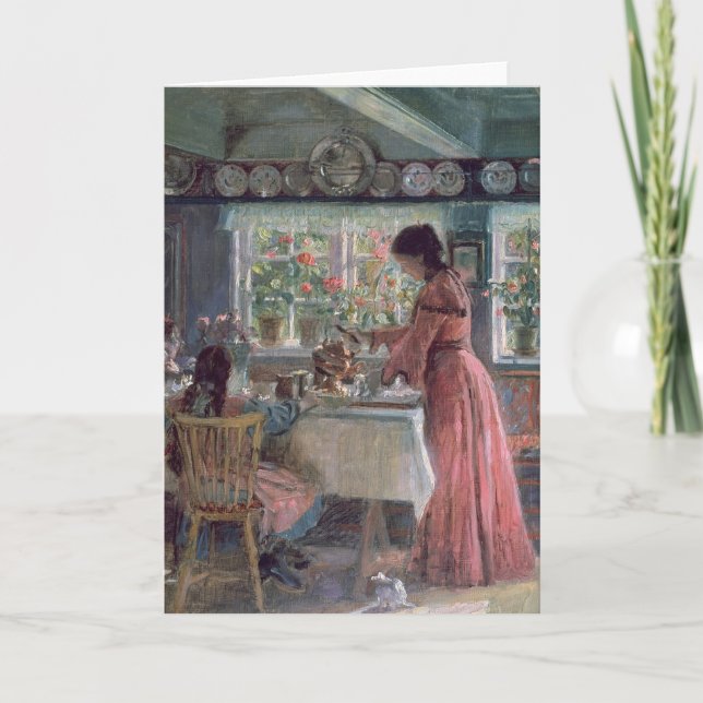 Cartão Despejando o café da manhã, 1906 (Frente)