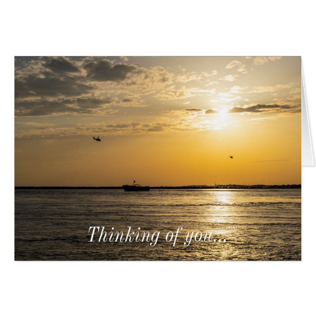 Cartão Destin Sunset And Helicopters Thinking of You Card (Frente horizontal)