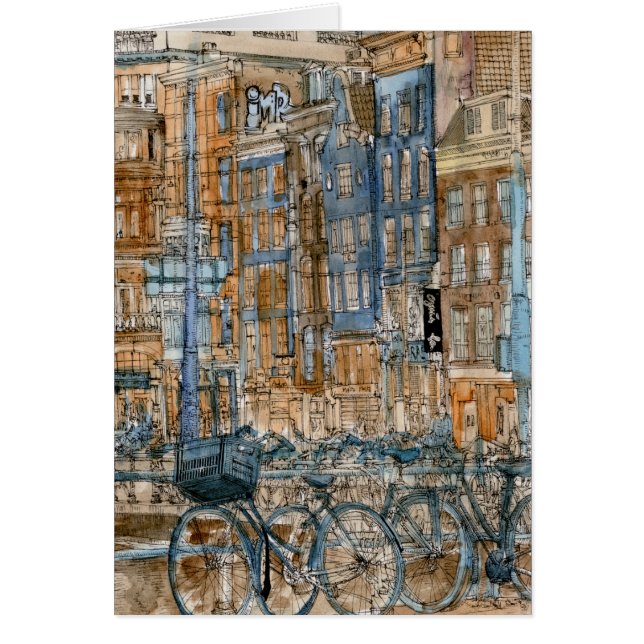 Cartão Destinos | Vista Nova Iorque de Aquarela (Frente)