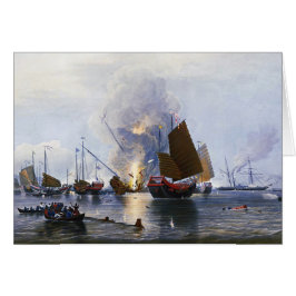 Cartão Destruindo Junks de Guerra Chineses 1843