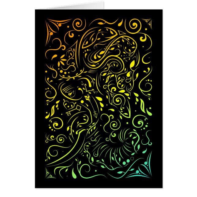 Cartão desvanecimento do Verão do ornamentado elefante (Frente)