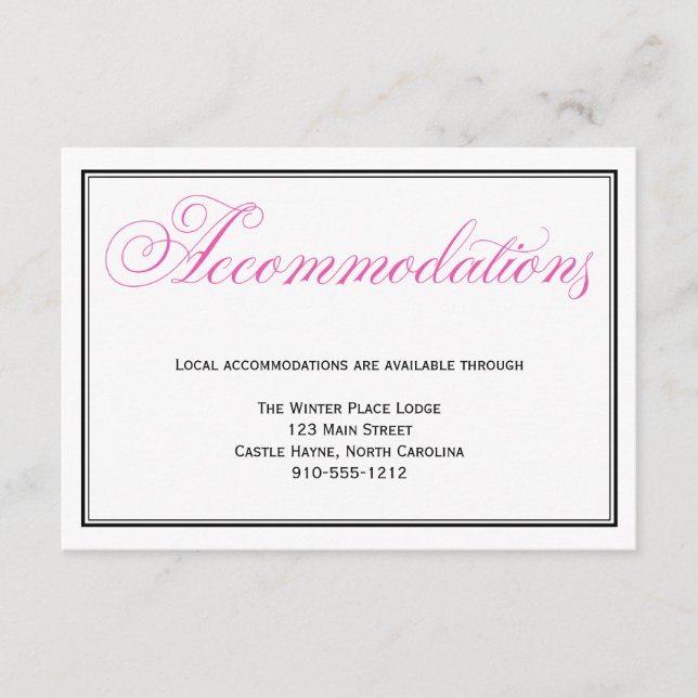 Cartão Detalhado de Alojamentos de Casamento de Sc (Frente)