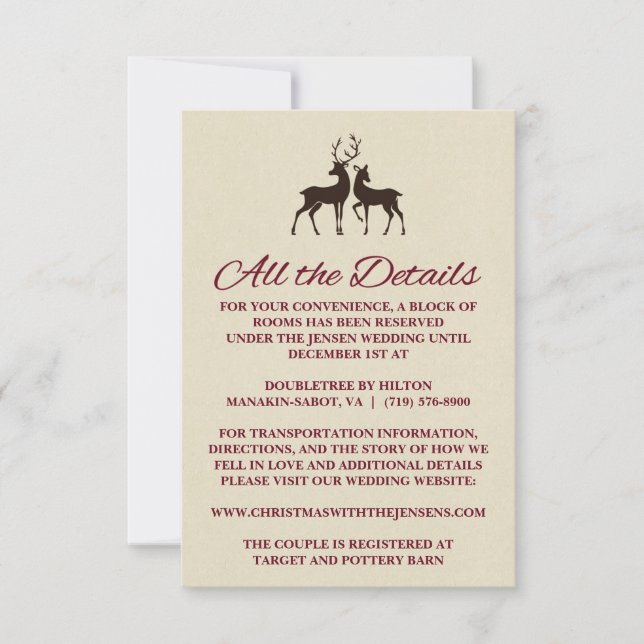 Cartão Detalhado de Casamento de Pine de Feriado R (Frente)